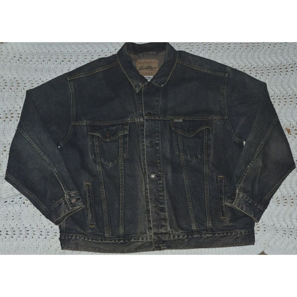 Vintage Levi Strauss Signature Mens Denim Jacket Sz 2XL Trucker Blue Pockets Y2K